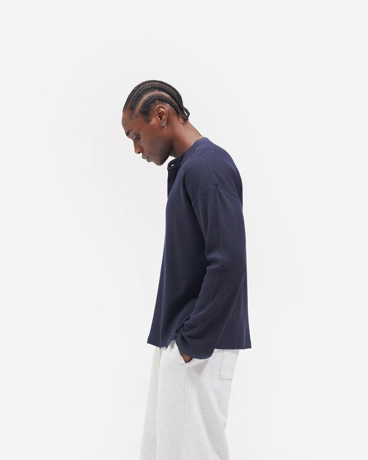Initial Henley Waffle Long Sleeve T-Shirt