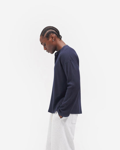 Initial Henley Waffle Long Sleeve T-Shirt