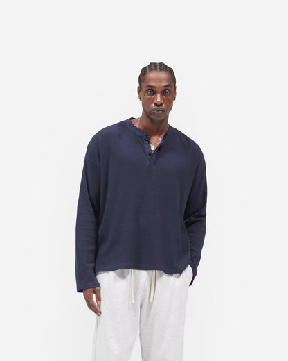 Initial Henley Waffle Long Sleeve T-Shirt