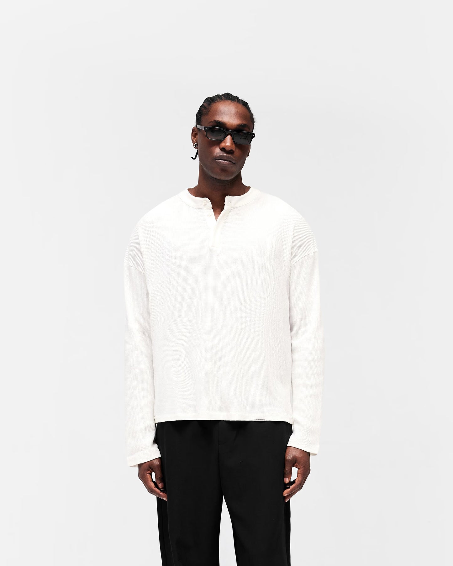 Henley Waffle Long Sleeve T-Shirt