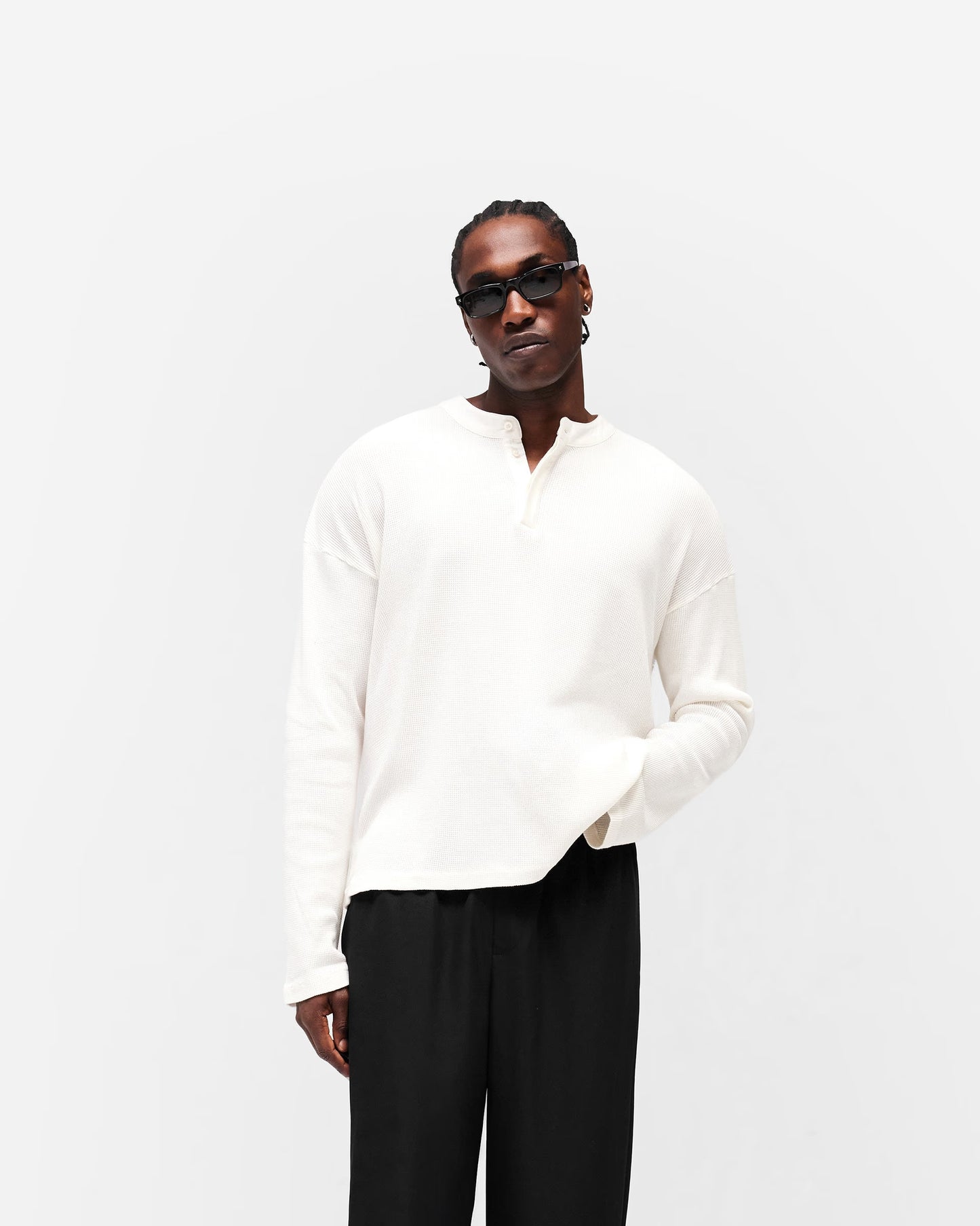 Henley Waffle Long Sleeve T-Shirt